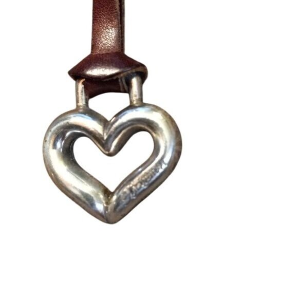 Brighton Open Heart Purse Charm Key Fob Metal Leather Strap Replacement Vintage - Picture 3 of 5